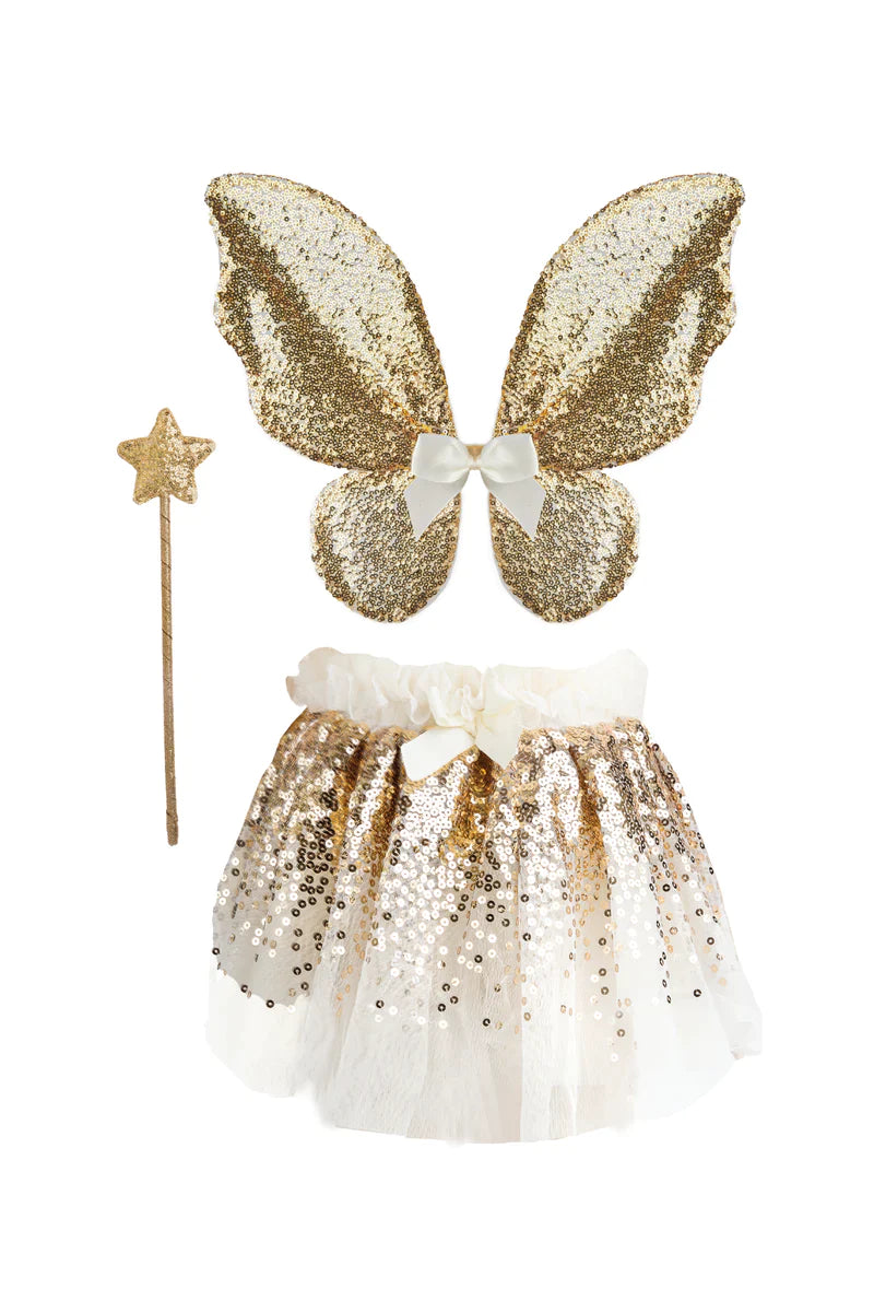 Gracious Gold Sequins Skirt, Wings, & Wand | Size 4-6Y